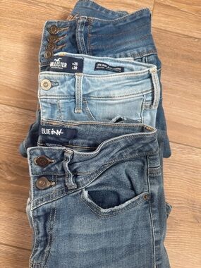 Women's Denim Jeans Bundle - Mixed Blue Washes Hollister bamboo blue ink size 3